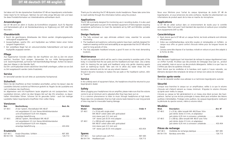 Image de la première page du manuel de l'appareil DT 48 E