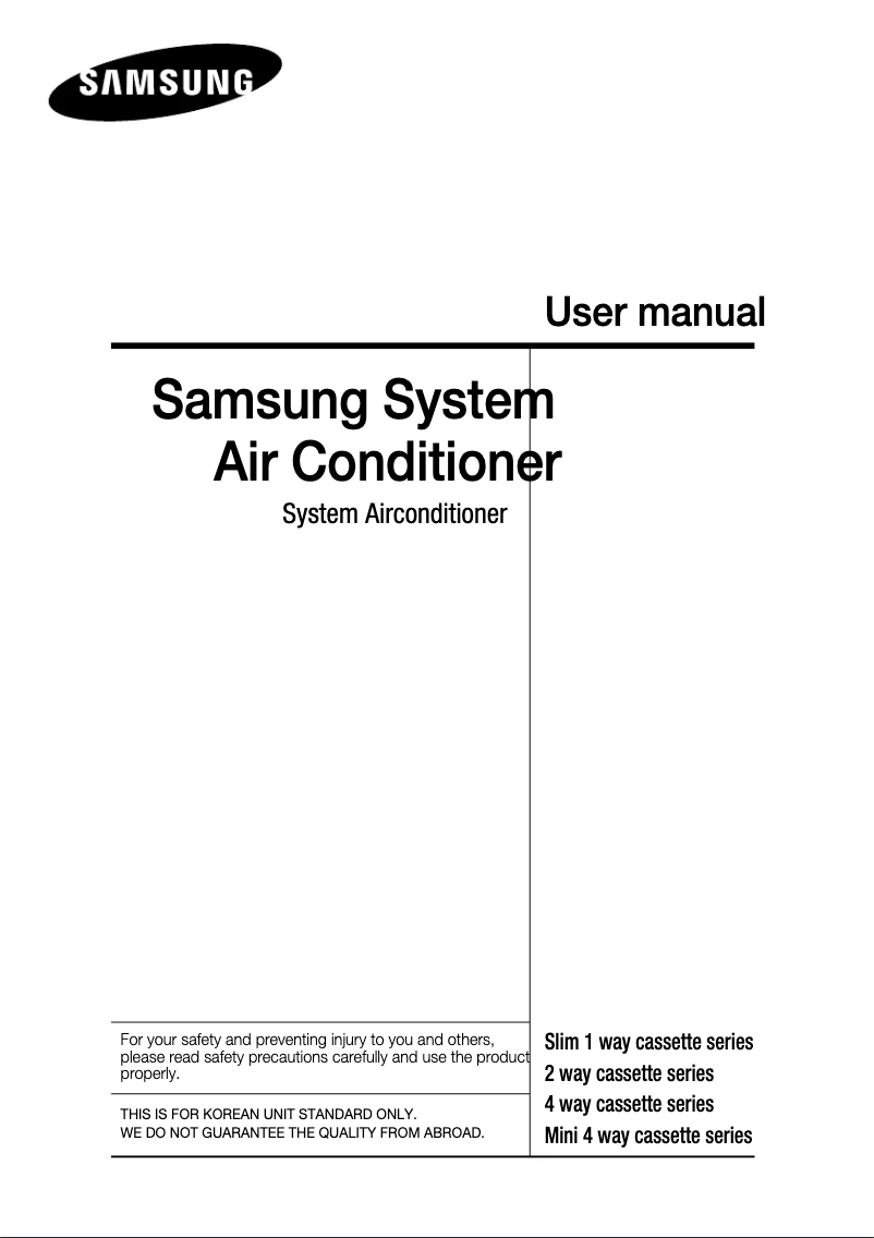 Page n°1 - Manuel utilisateur Samsung AVXCSH072B3