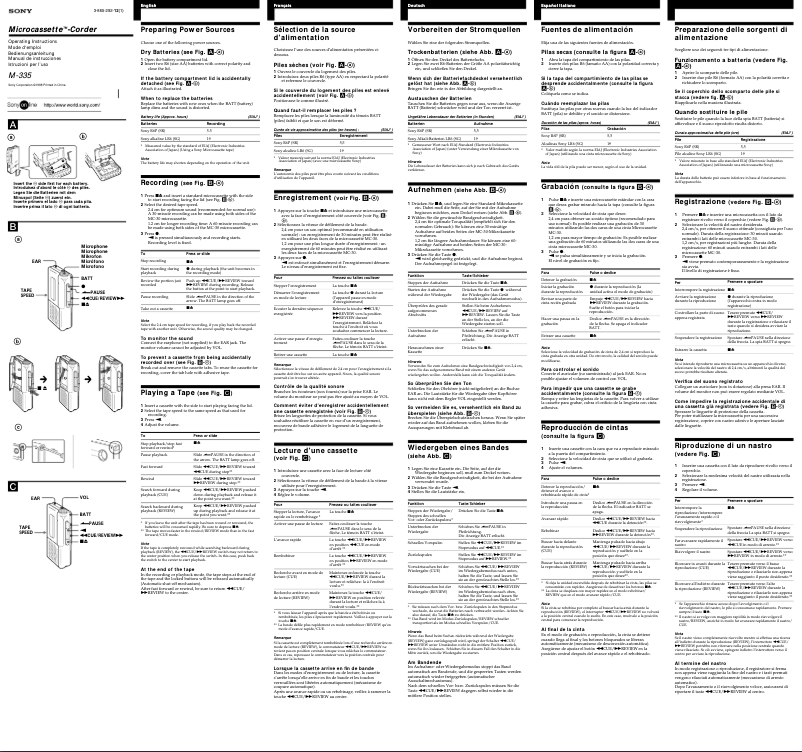 Page 1 de la notice Manuel utilisateur Sony M-335