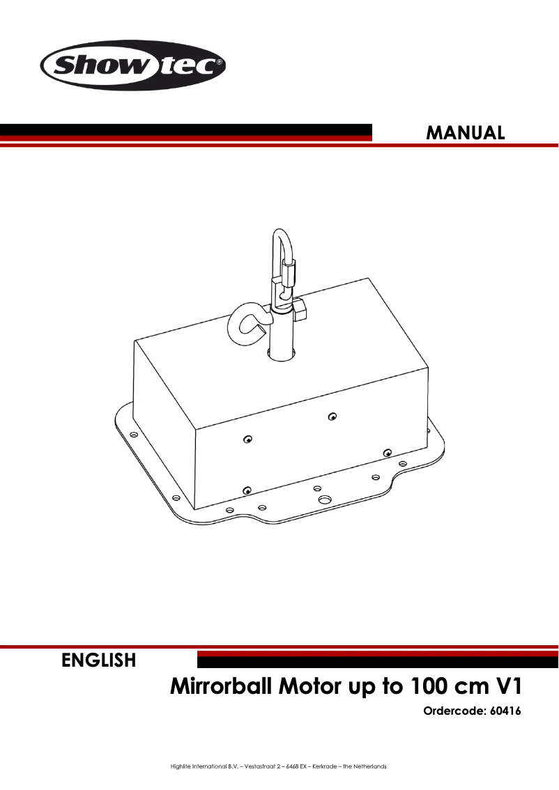 Page n°1 - Manuel utilisateur Showtec Mirrorball Motor up to 100 cm V1