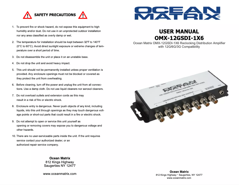 Image de la première page du manuel de l'appareil OMX-12GSDI-1X6