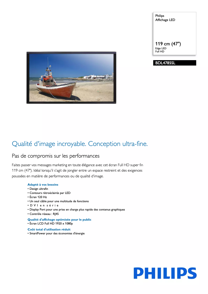 Page n°1 - Manuel utilisateur Philips BDL4785SL