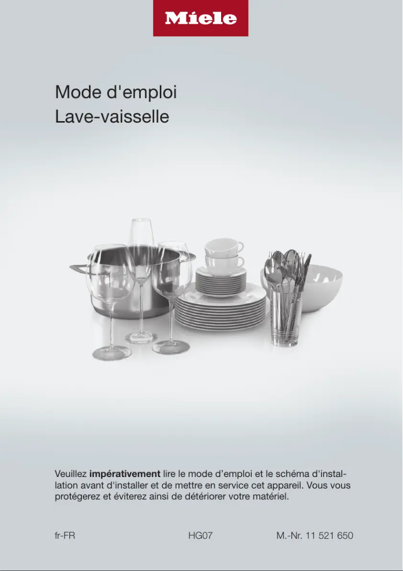 Page n°1 - Manuel utilisateur Miele G 5430 SC SL