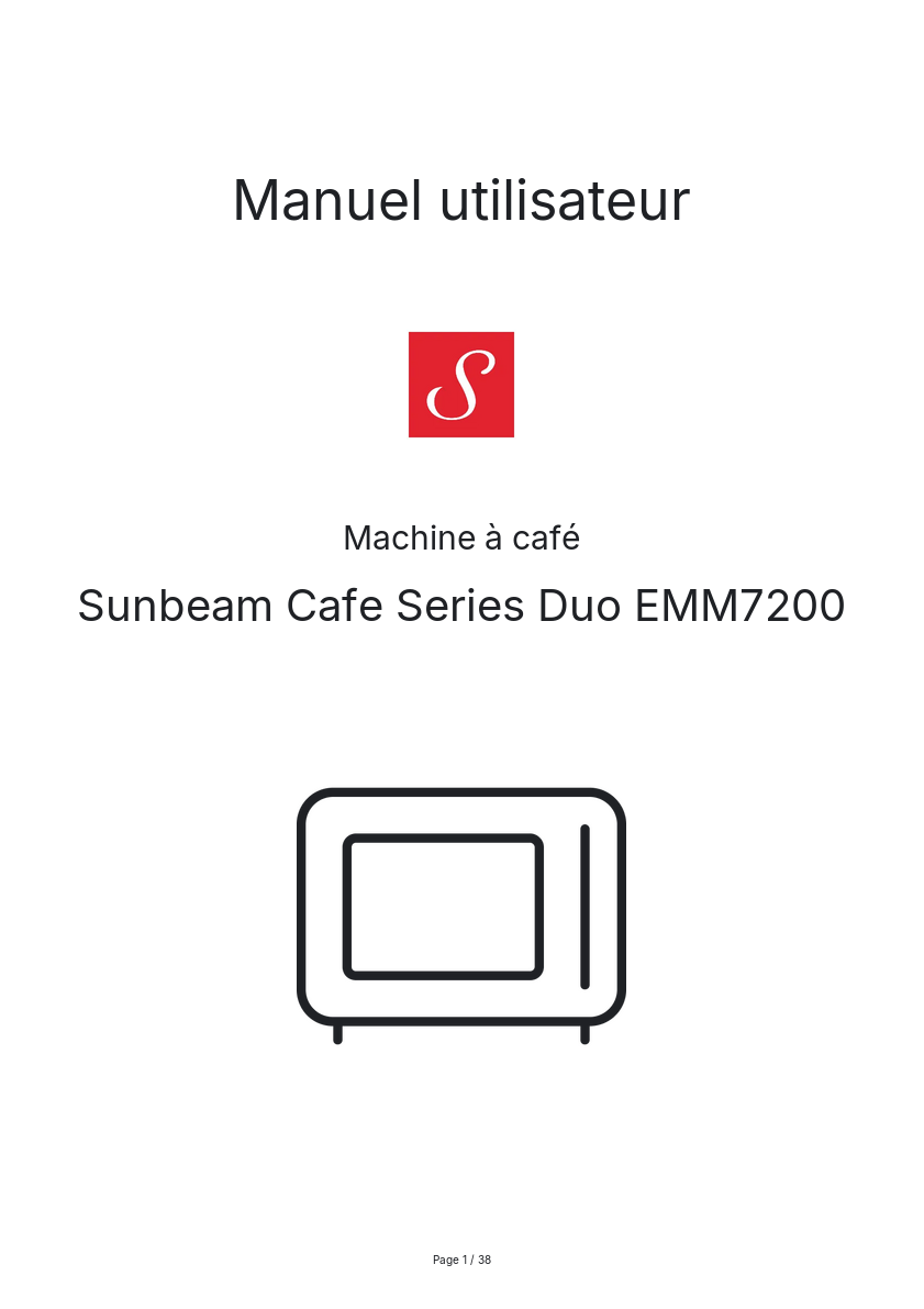 Image de la première page du manuel de l'appareil Cafe Series Duo EMM7200