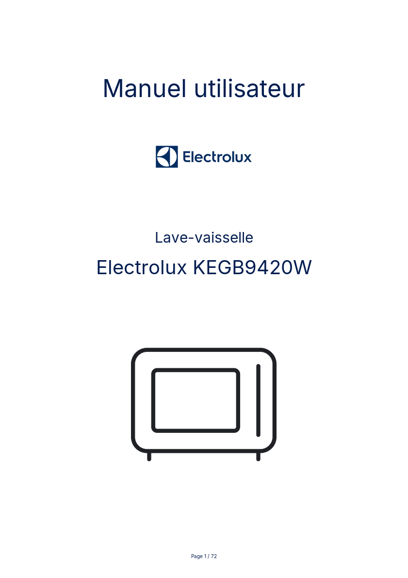 Page n°1 - Manuel utilisateur Electrolux KEGB9420W