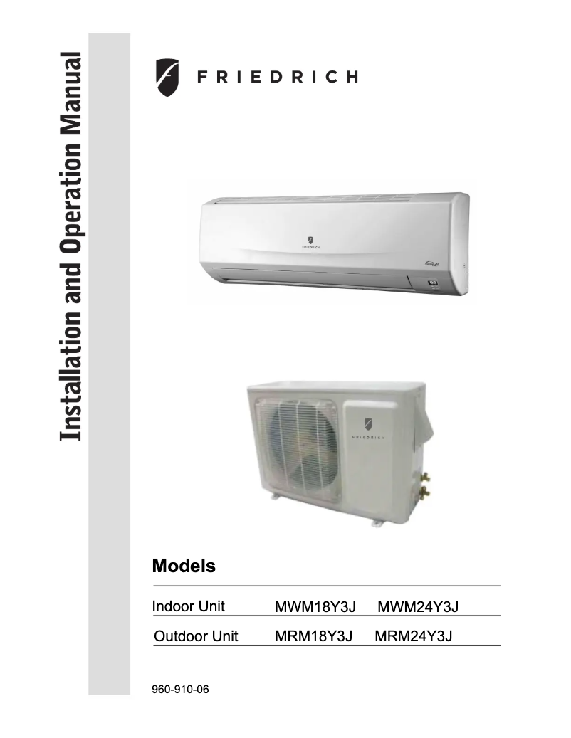 Page n°1 - Manuel utilisateur Friedrich FSHSR09A1A