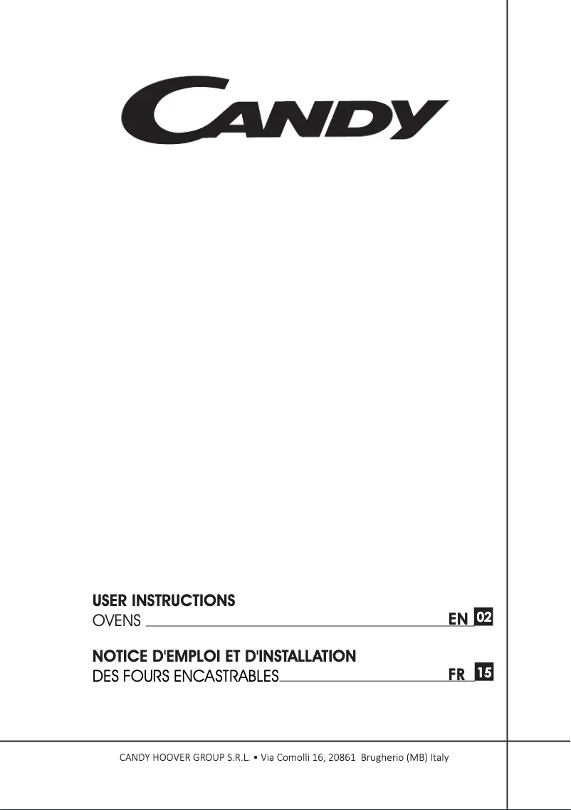 Page n°1 - Manuel utilisateur Candy FCT645X