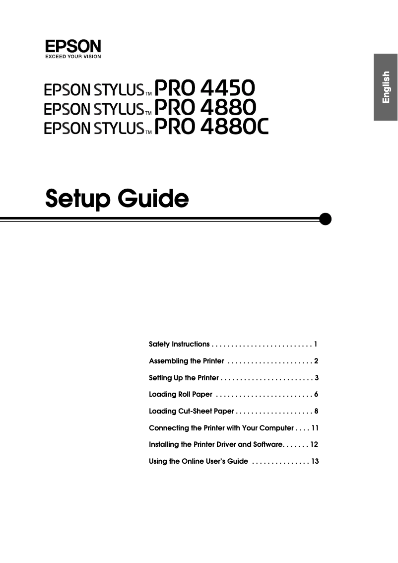 Page 1 de la notice Manuel utilisateur Epson Stylus Pro 4880C