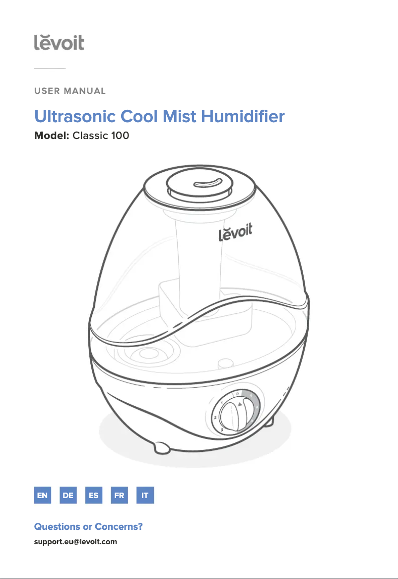 Page 1 de la notice Manuel utilisateur Levoit Classic 100