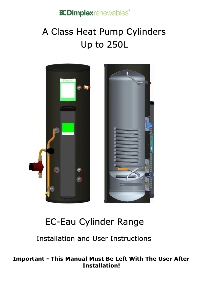 Page 1 of the manual User Manual Dimplex ECS180HP40-480