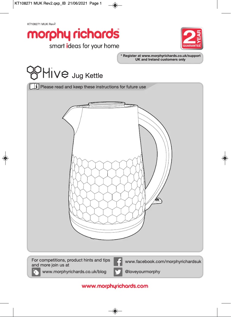Page 1 de la notice Manuel utilisateur Morphy Richards Hive 108272
