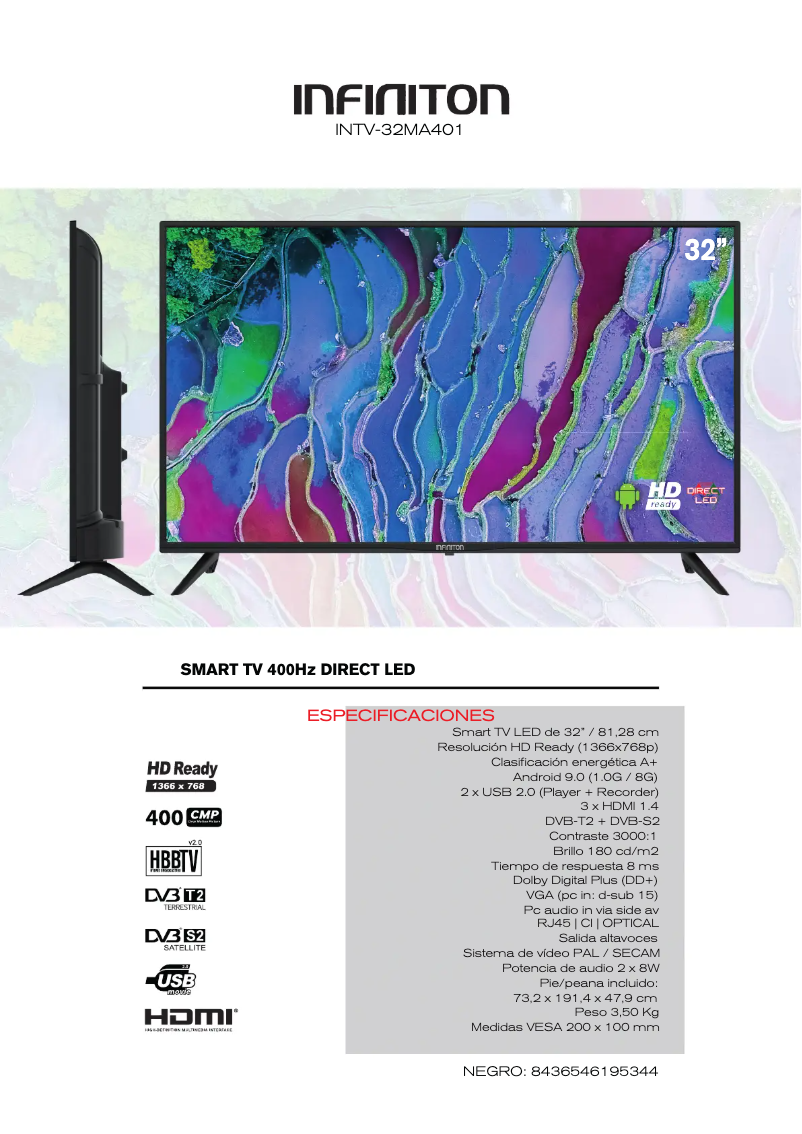 Page 1 de la notice Brochure Infiniton INTV-32MA401