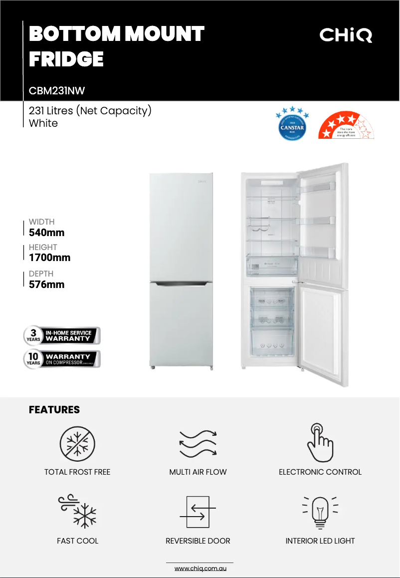 Page 1 de la notice Fiche technique CHiQ CBM231NW