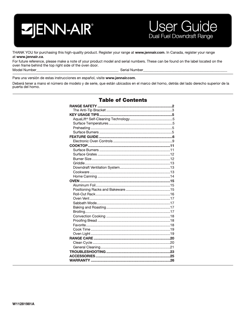 Page n°1 - Manuel utilisateur JennAir JDS1750FS