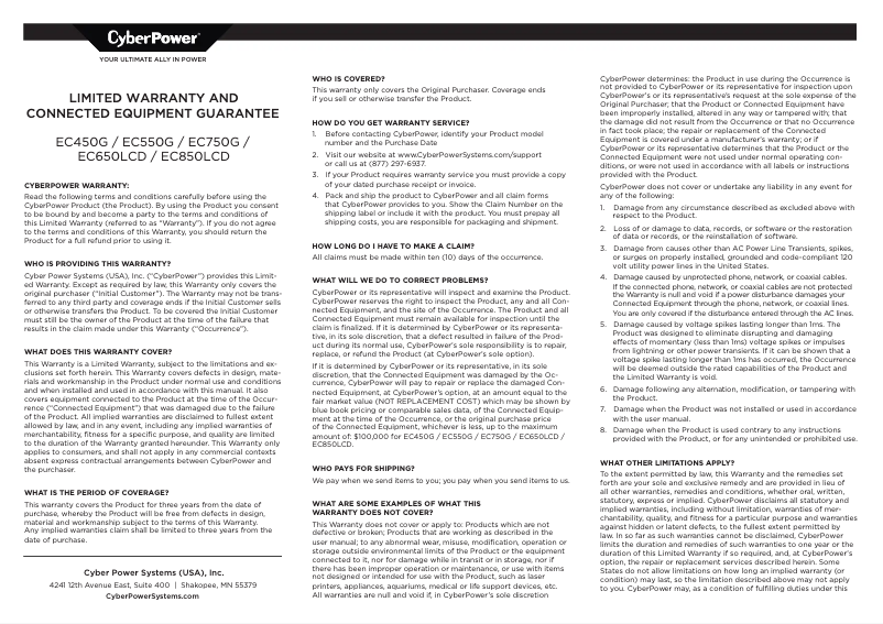 Image de la première page du manuel de l'appareil Ecologic EC450G