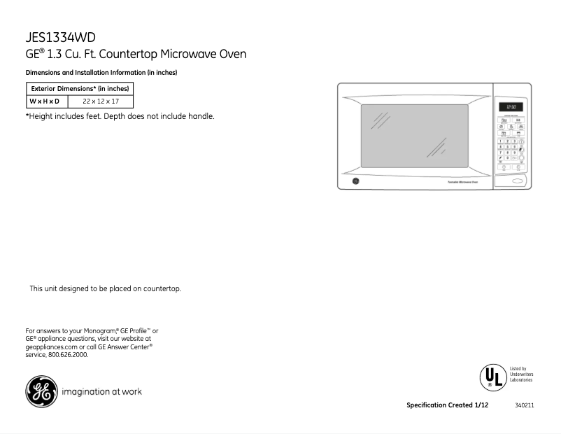 Image de la première page du manuel de l'appareil JES1334WD