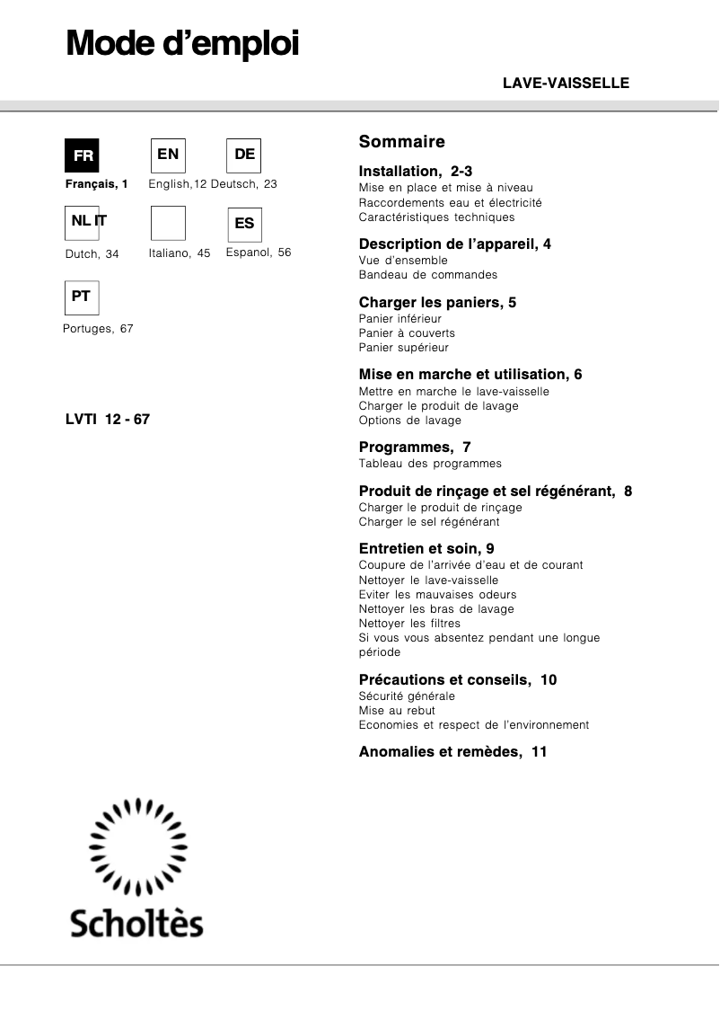 Image de la première page du manuel de l'appareil LVTI 12-67 E
