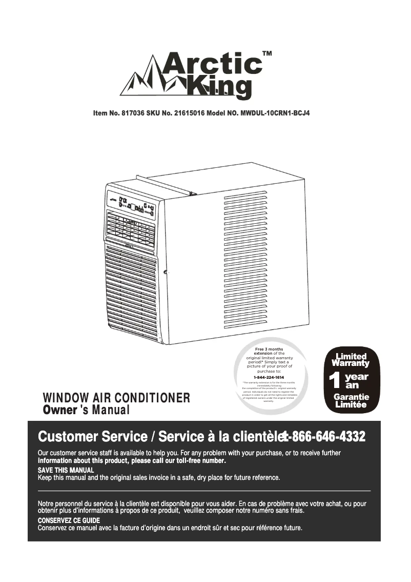 Page 1 de la notice Manuel utilisateur Midea MWDUL-10CRN1-BCJ4