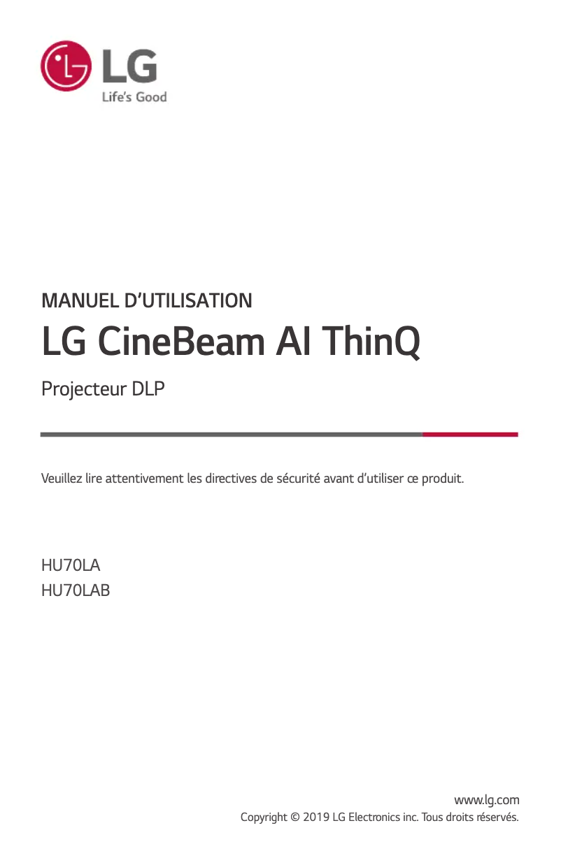 Page n°1 - Manuel utilisateur LG CineBeam HU70LA