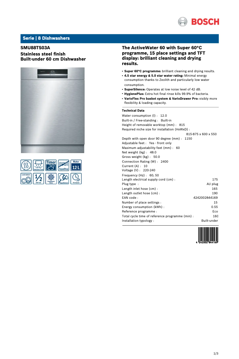 Image de la première page du manuel de l'appareil SMU88TS03A