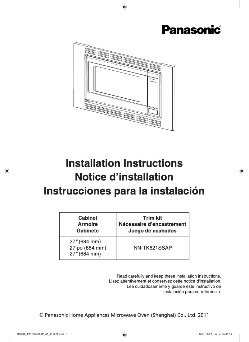 Page 1 de la notice Manuel utilisateur Panasonic NN-TK621SS