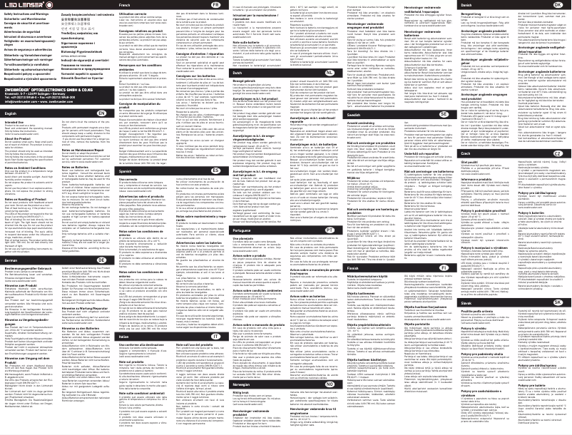 Image de la première page du manuel de l'appareil LED Lenser SEO 7R