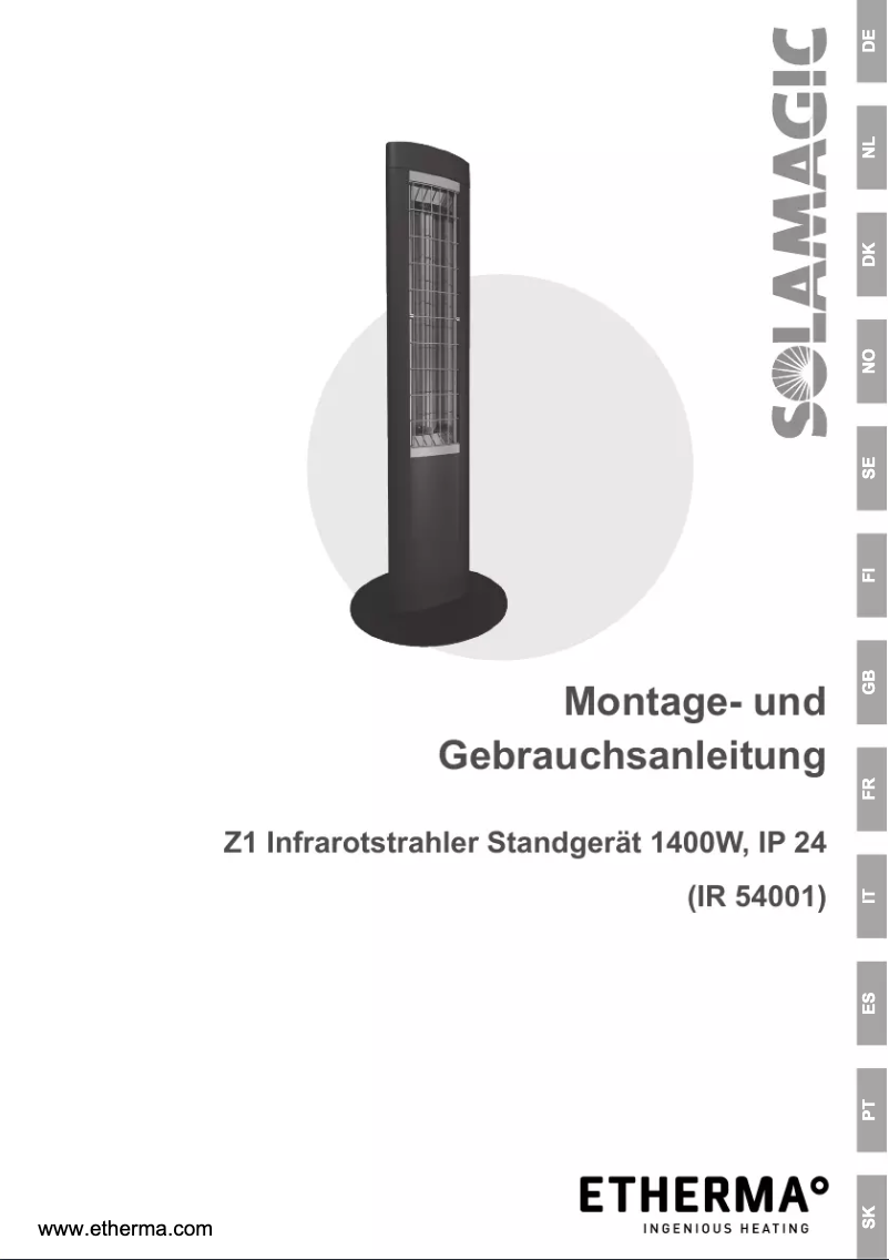 Page 1 de la notice Manuel utilisateur Etherma Solamagic SM-Z1-1400-T