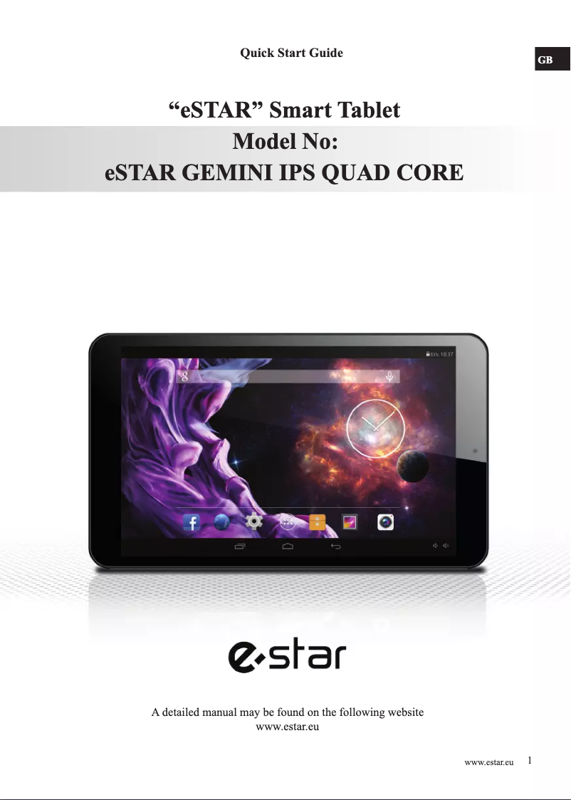 Page n°1 - Manuel utilisateur eSTAR MID8128