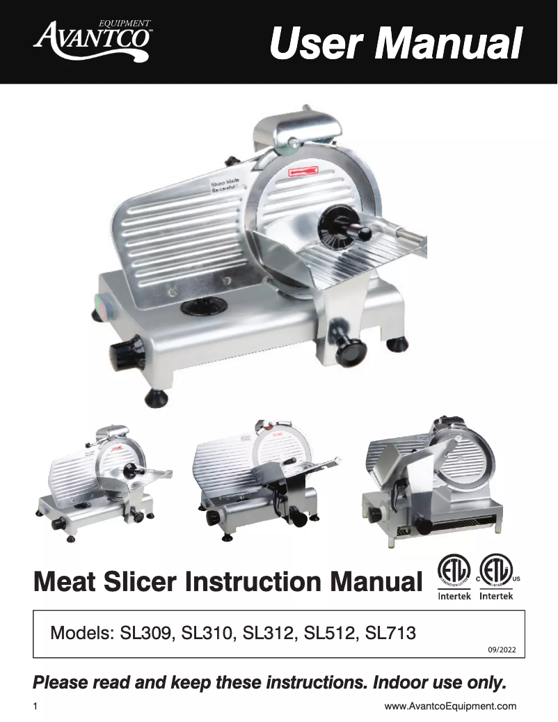 Page 1 de la notice Manuel utilisateur Avantco SL512