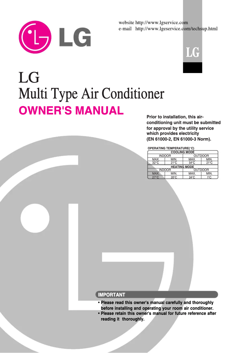 Page n°1 - Manuel utilisateur LG L8UC1008FA1