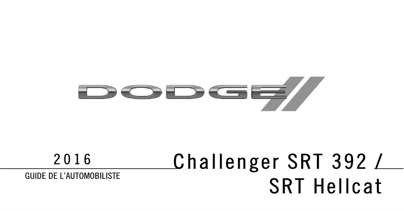 Page 1 de la notice Manuel utilisateur Dodge Challenger SRT (2016)