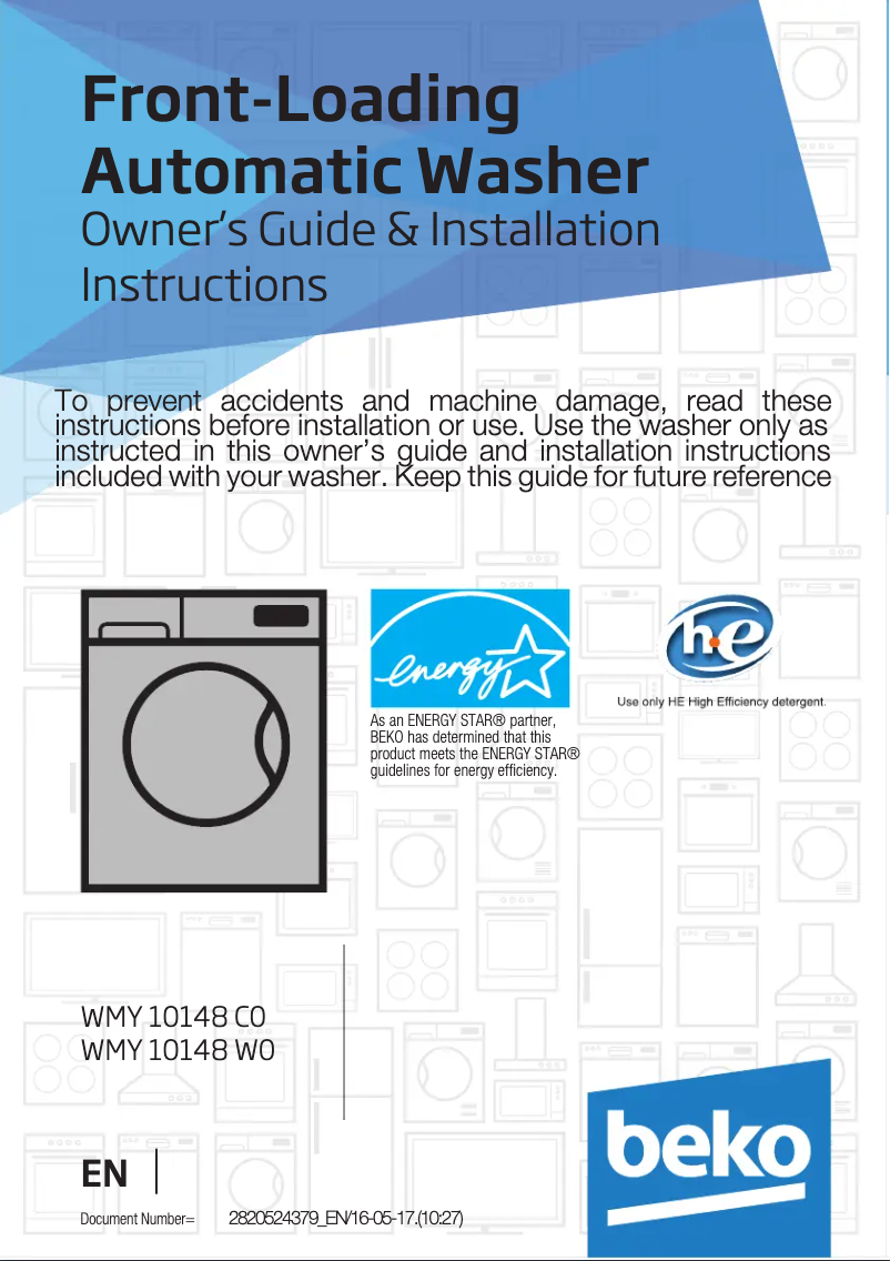 Page 1 de la notice Manuel utilisateur Beko WMY 10148 W0