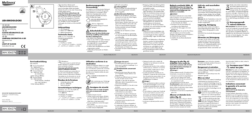 Page 1 de la notice Manuel utilisateur Melinera IAN 306276