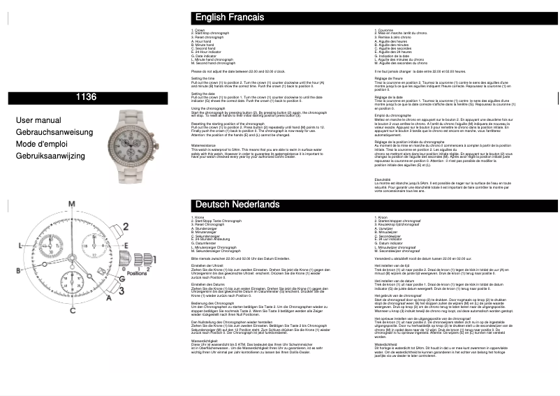 Page n°1 - Manuel utilisateur Davis 1136