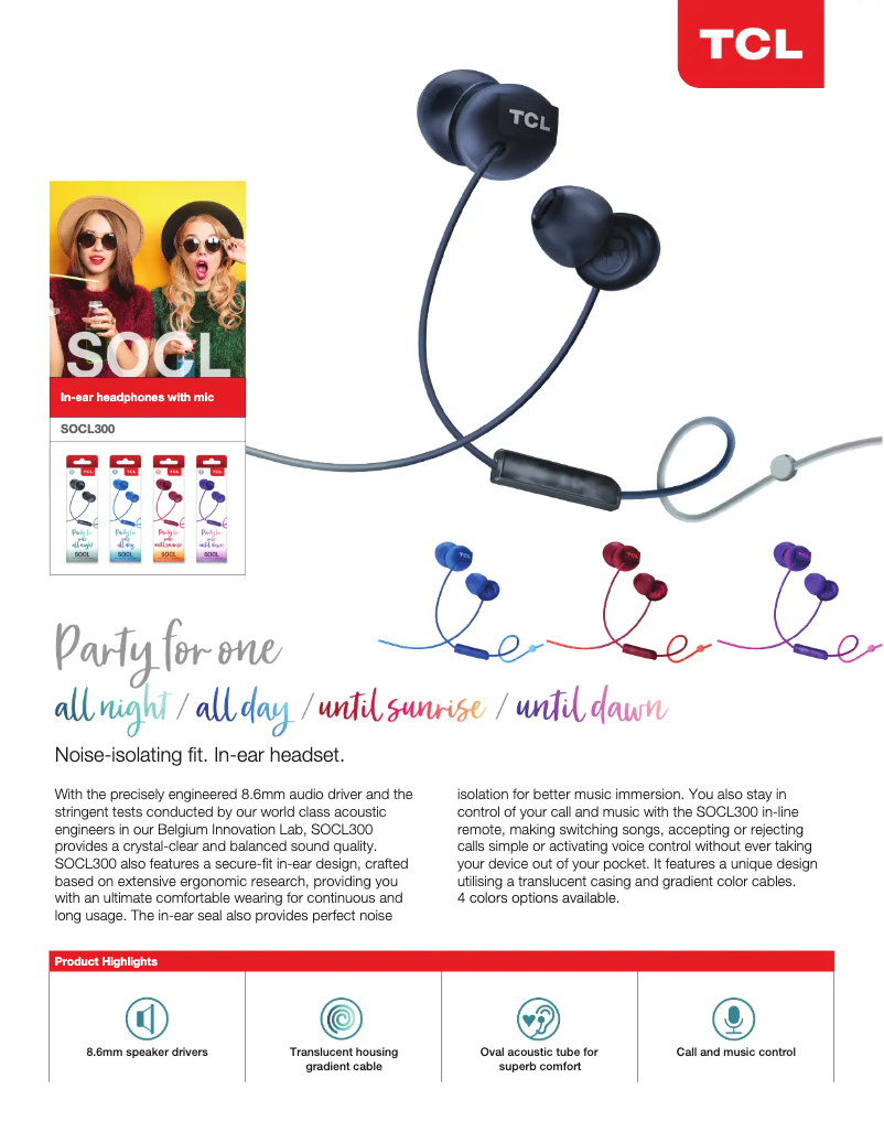 Page n°1 - Manuel utilisateur TCL SOCL300