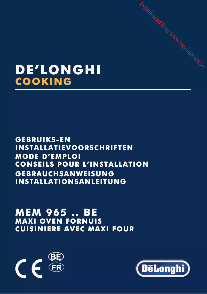 Page 1 de la notice Manuel utilisateur DeLonghi MEM 965 BA