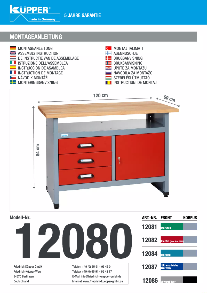 Page 1 de la notice Manuel utilisateur Küpper 12087