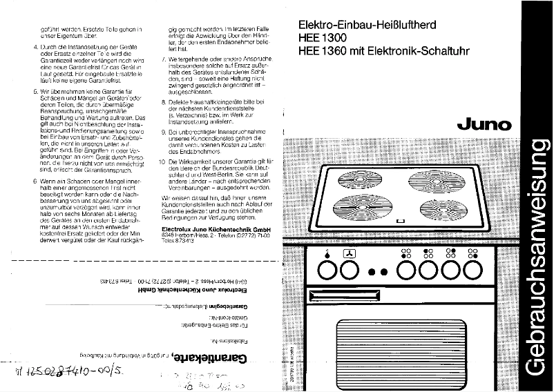 Page n°1 - Manuel utilisateur Juno HEE1000SW