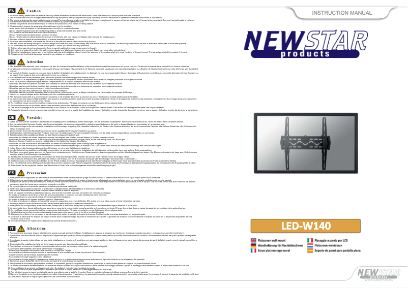 Page n°1 - Manuel utilisateur Newstar LED-W140