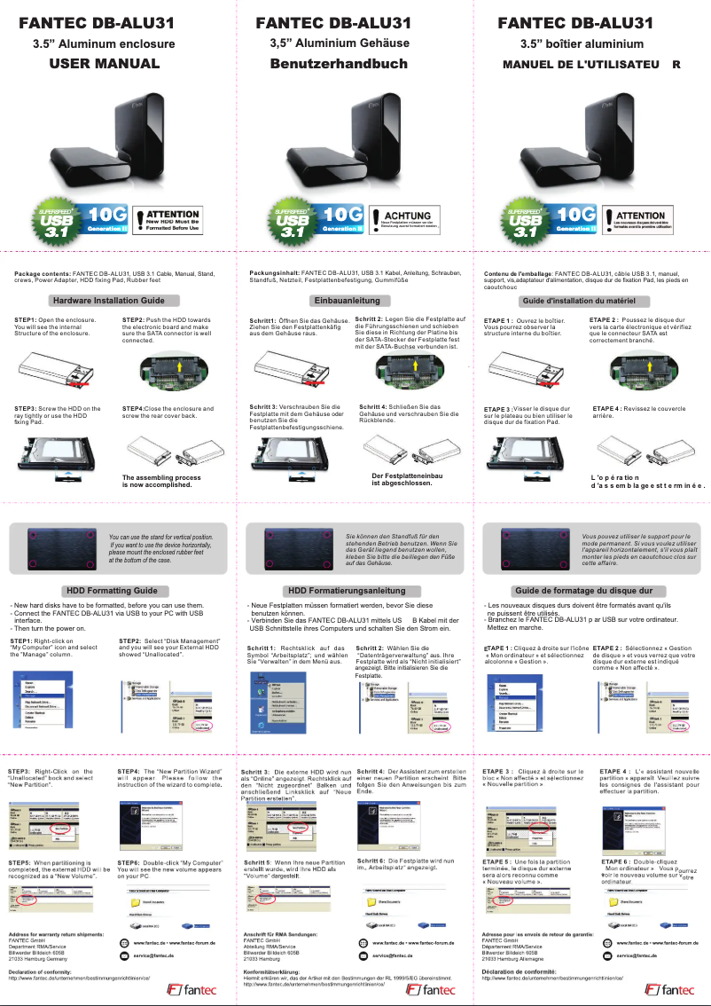 Image de la première page du manuel de l'appareil DB-ALU31