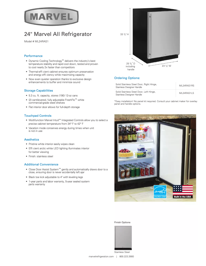 Page 1 de la notice Manuel utilisateur Marvel Professional ML24RA1L