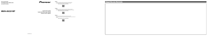 Page n°1 - Guide de démarrage rapide Pioneer MVH-AV251BT