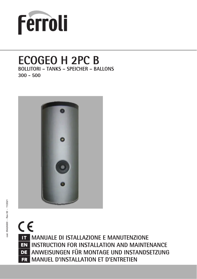 Page n°1 - Manuel utilisateur Ferroli Ecogeo H-2 PC