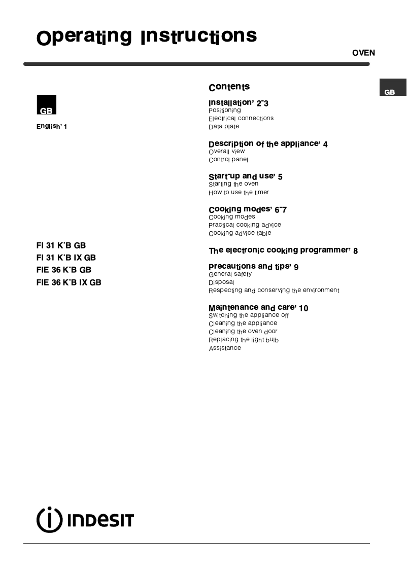 Image de la première page du manuel de l'appareil FI 31 KB IX