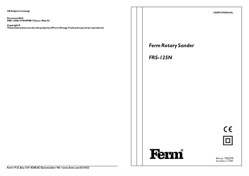 Página 1 del manual Manual de usuario Ferm FROS-450