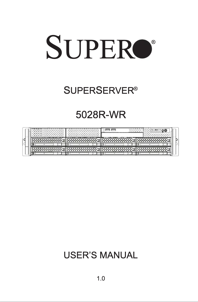 Page 1 de la notice Manuel utilisateur Supermicro SuperServer 5028R-WR