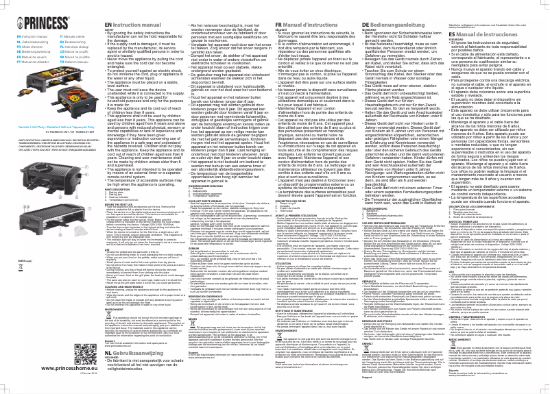 Page 1 de la notice Manuel utilisateur Princess 8 Grill and Teppanyaki Party 162840