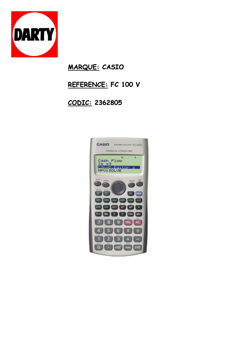 Page 1 de la notice Manuel utilisateur Casio FC-100V