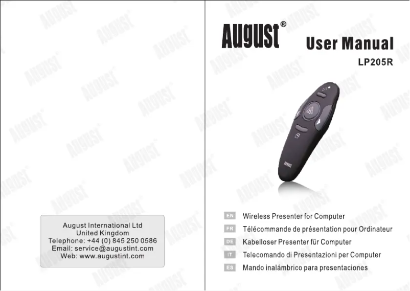 Page 1 de la notice Manuel utilisateur August LP205