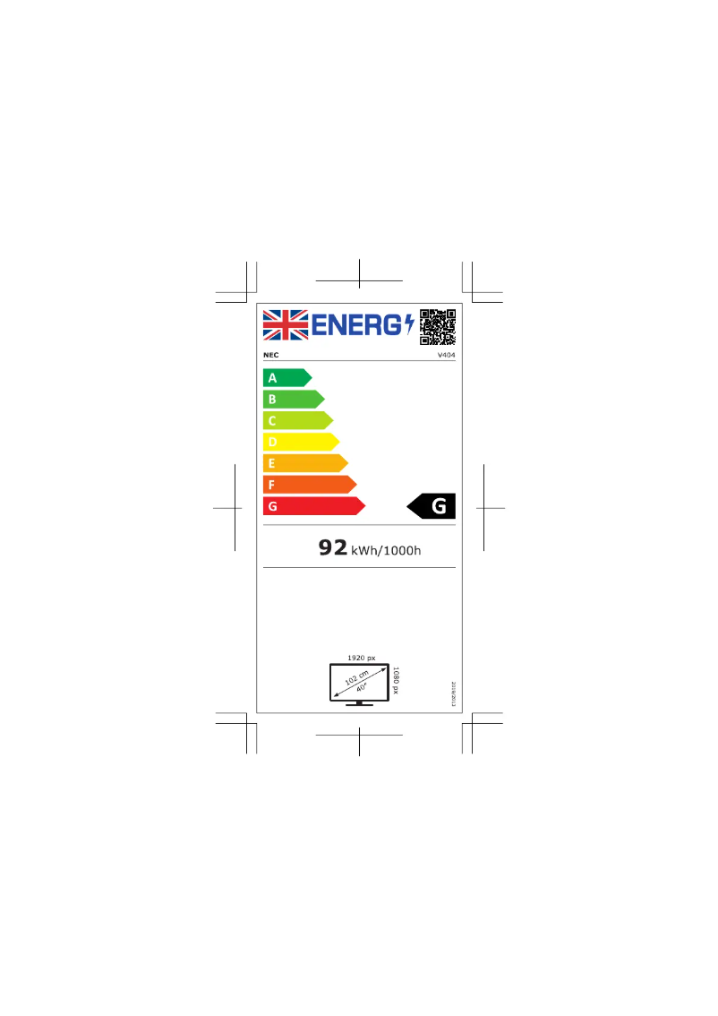 Page 1 de la notice Label énergétique NEC MultiSync V404 PG